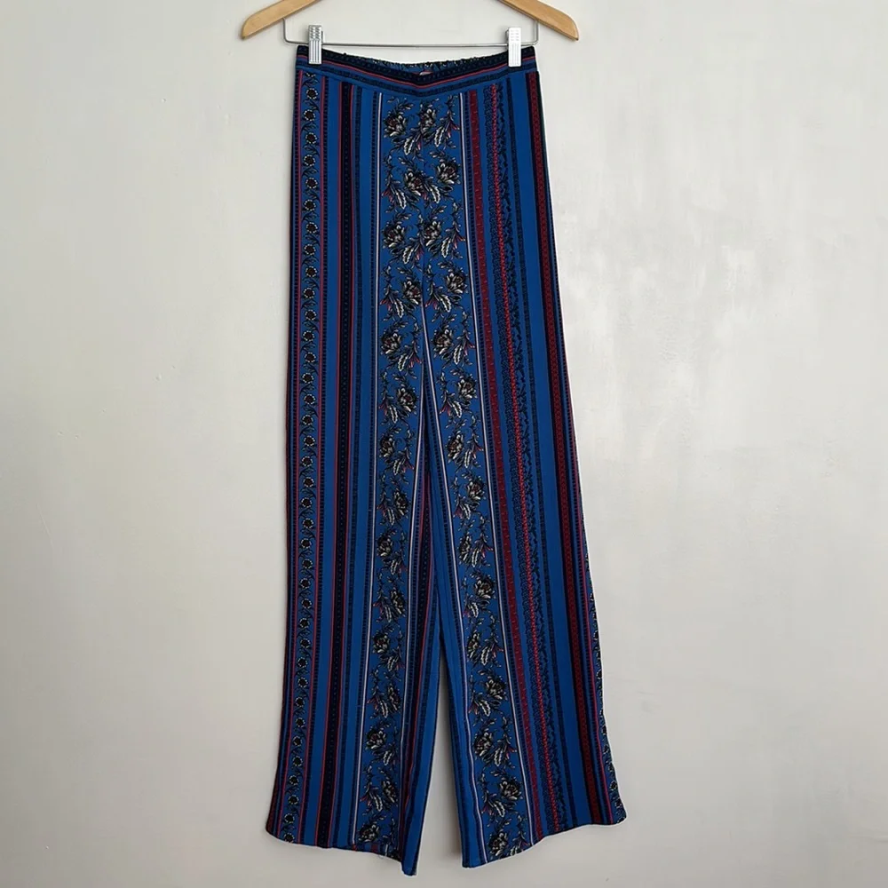 Blue Blush Marine Blue Boho Crop Top & High Waist Wide leg Pant Two Piece. - Picture 5 of 7
